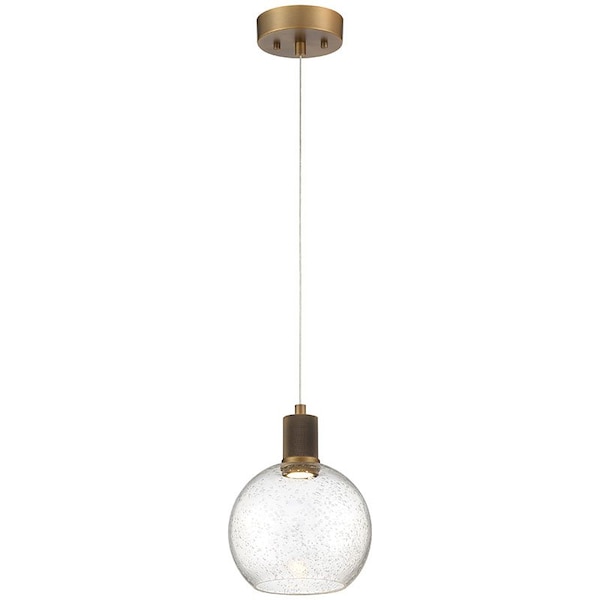 Access Lighting Port Nine Burgundy, Burgundy LED Pendant, Antique Brushed Brass Finish, Seeded Glass 63142LEDD-ABB/SDG - main